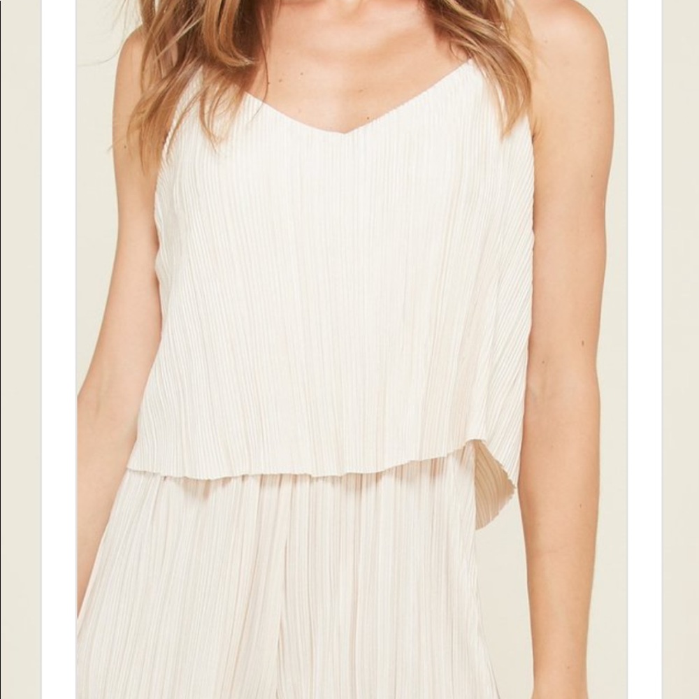 LAST ONE!! (Large) Champagne Pleated Satin Romper - Picture 14 of 14